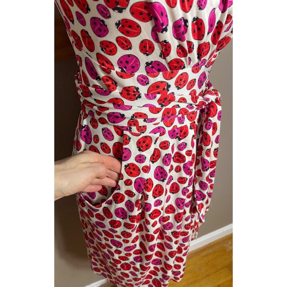 Diane von Furstenberg Dress Celosa Wrap Silk Jersey Pockets Coquette Womens 4 XS - Picture 5 of 16
